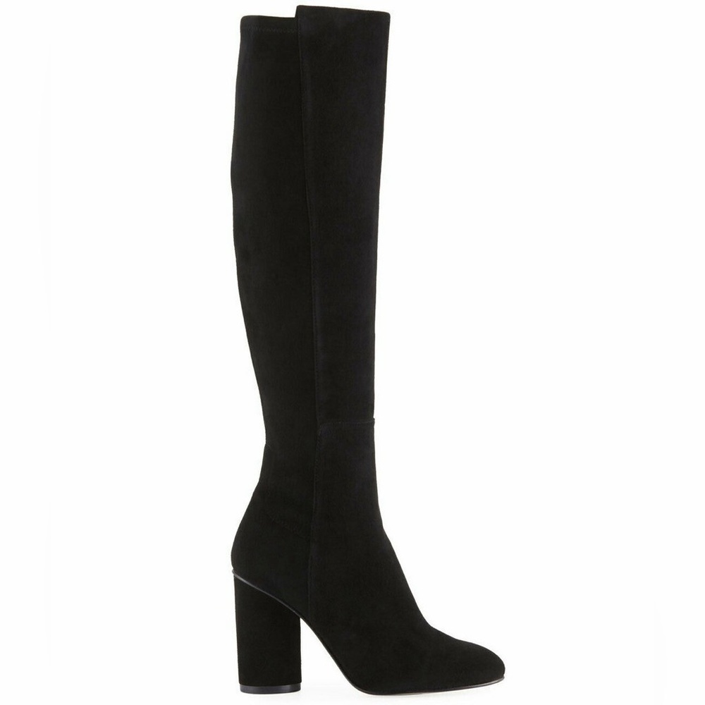 New Stuart Weitzman Eloise 95 Suede Knee High Heeled Boots in Black Size 5.5